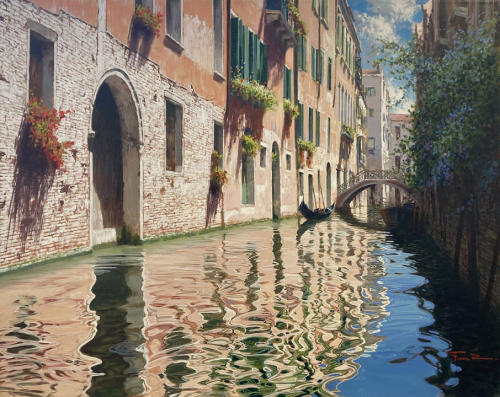 RAFFAELE FIORE: Wasserspiegelung in Venedig - Original